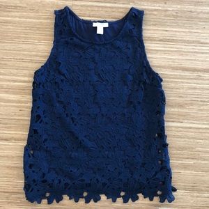 Navy Blue Lace Tank Top